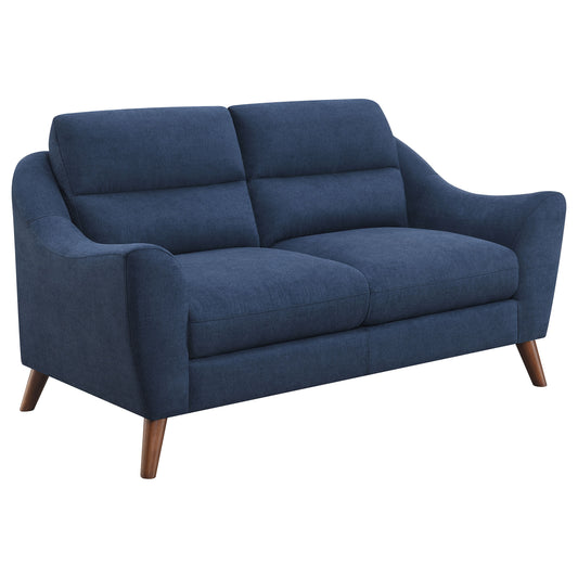 Gano Upholstered Sloped Arm Loveseat Navy Blue