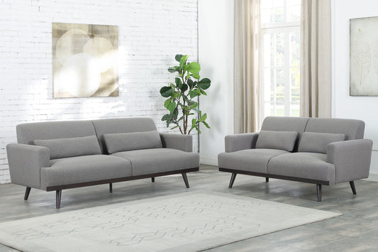 Blake 2-piece Upholstered Track Arm Sofa Set Sharkskin