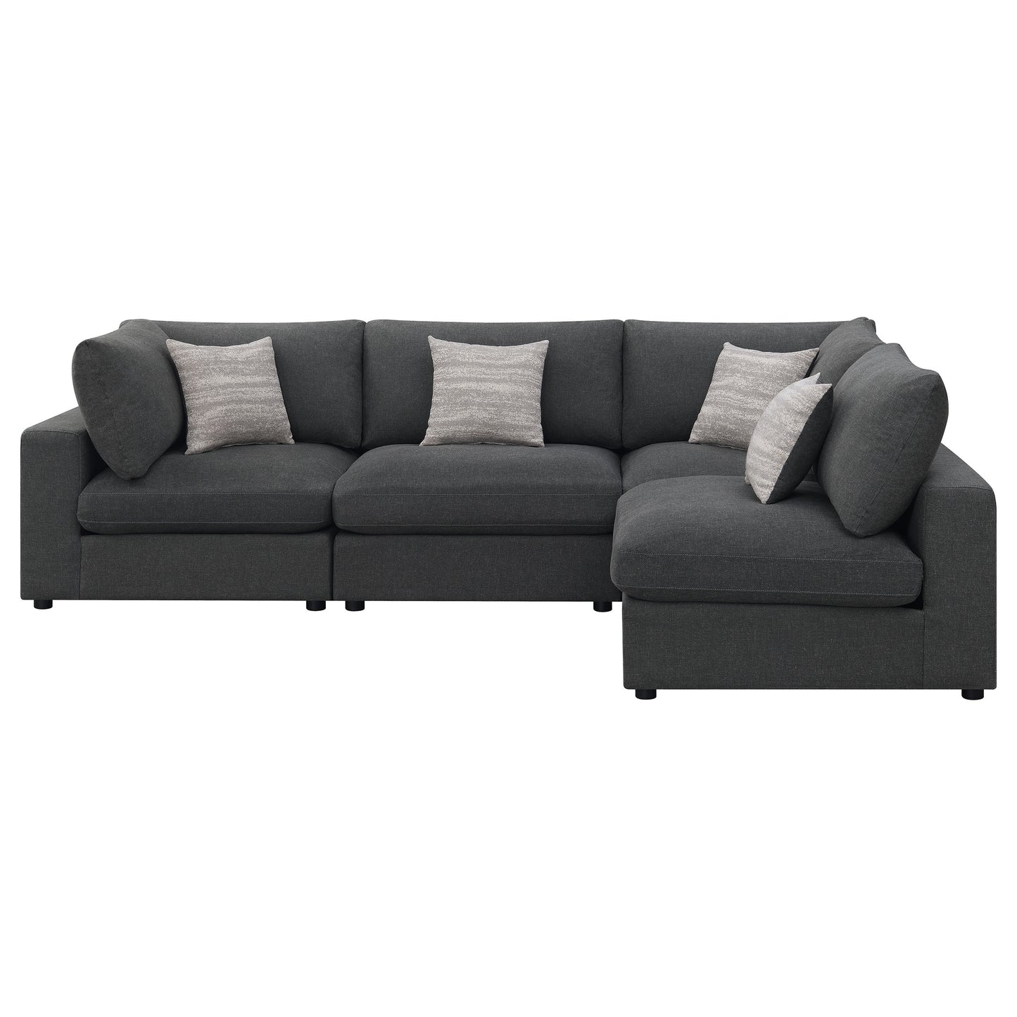 Serene 4-piece Upholstered Modular Sectional Sofa Charcoal