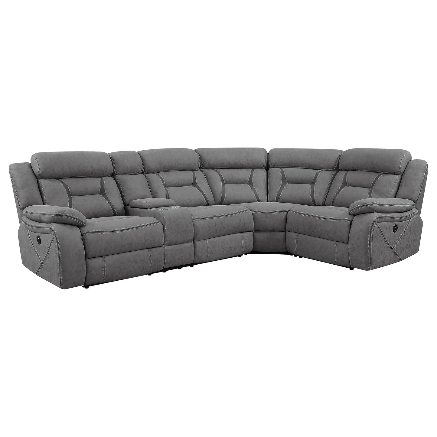 Higgins Upholstered Power Reclining Sectional Sofa Grey