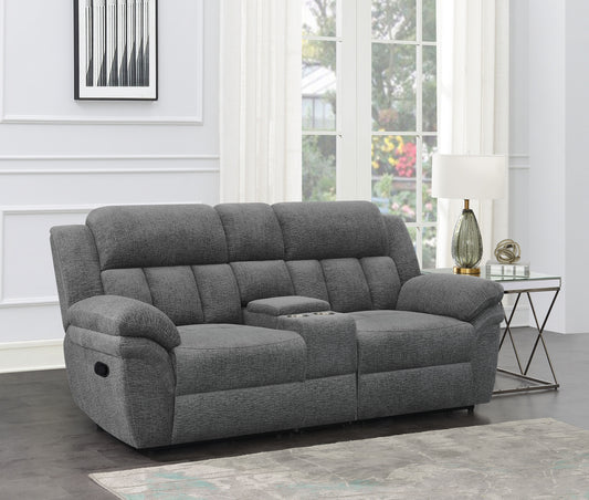 Bahrain Upholstered Motion Loveseat Charcoal