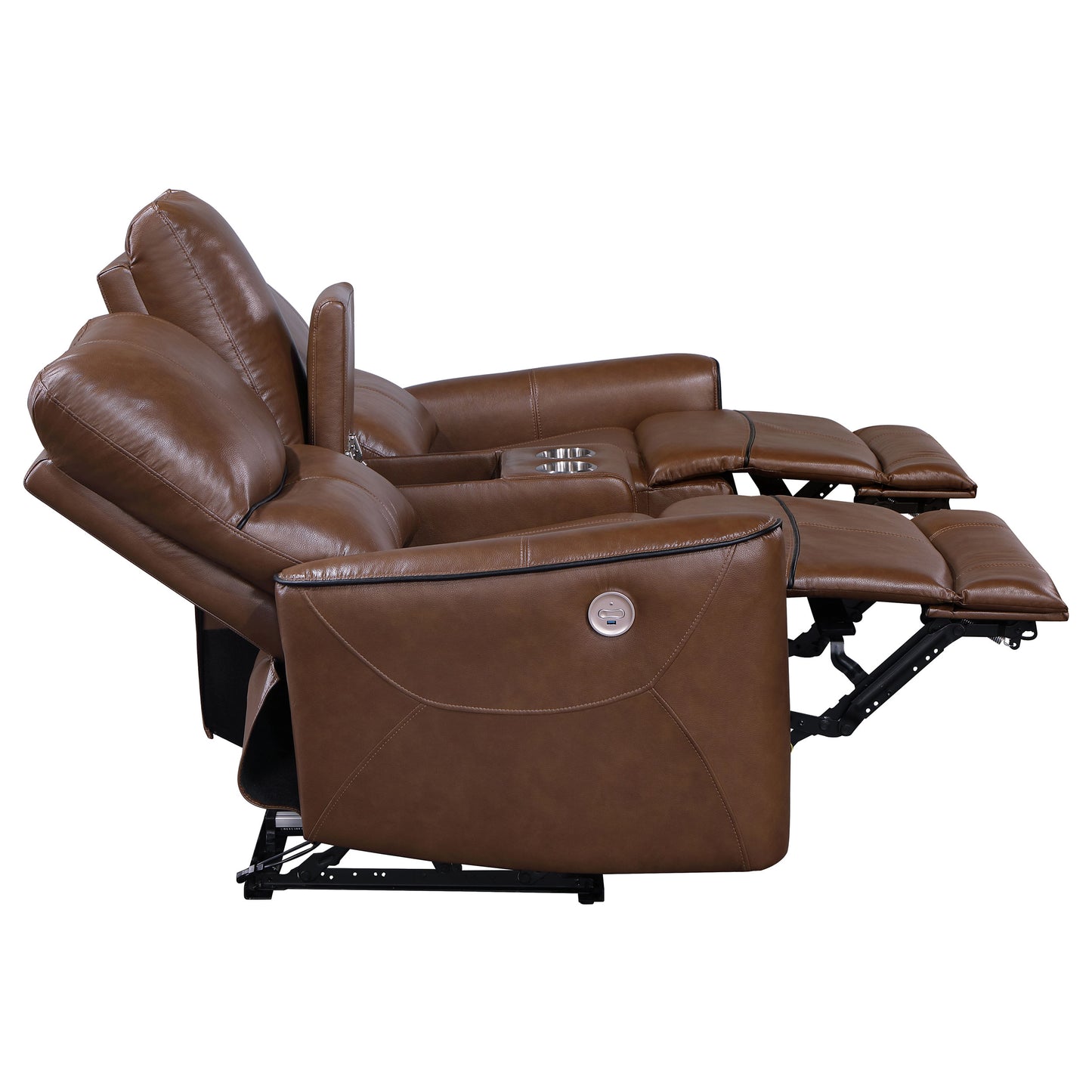 Greenfield 2-piece Power Reclining Sofa Set Saddle Brown