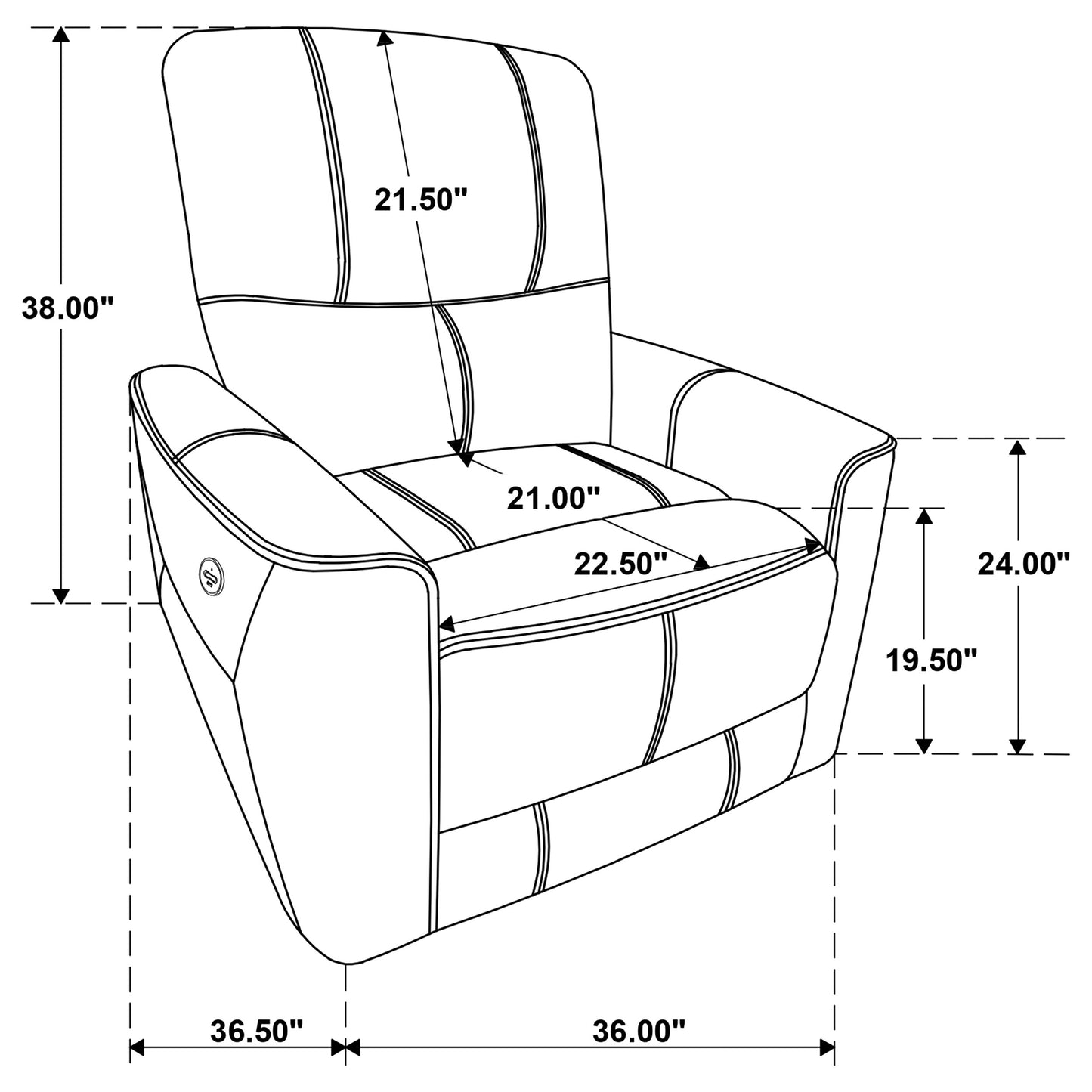 Greenfield Upholstered Power Recliner Chair Saddle Brown