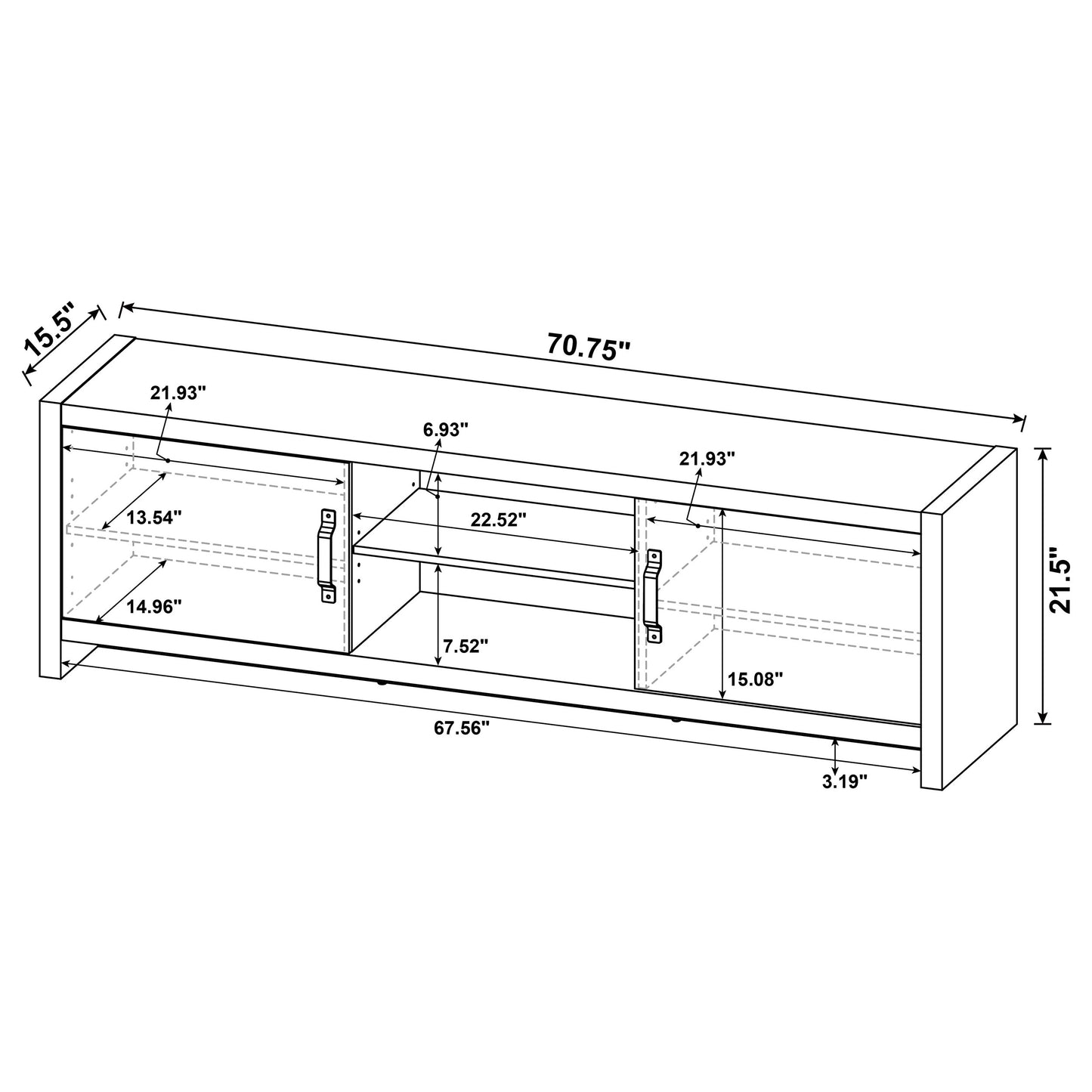 Burke 2-door Engineered Wood 71" TV Stand Grey Driftwood