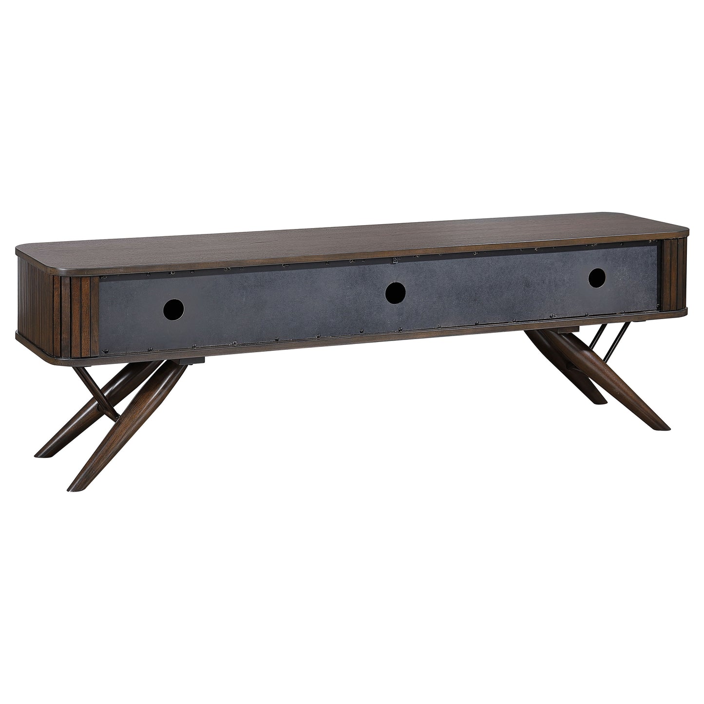 Valna Wood 71" TV Stand with Sliding Doors Walnut