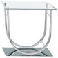 Danville Square U-Shaped Glass Top Side End Table Chrome