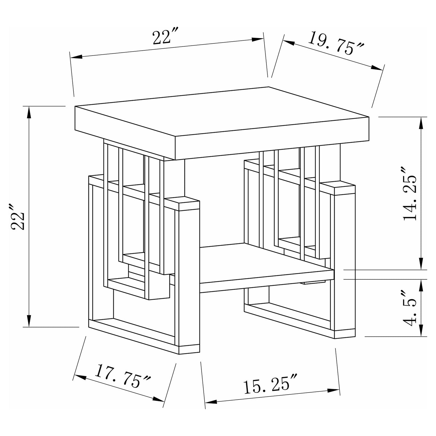 Schmitt Rectangular Side End Table White High Gloss