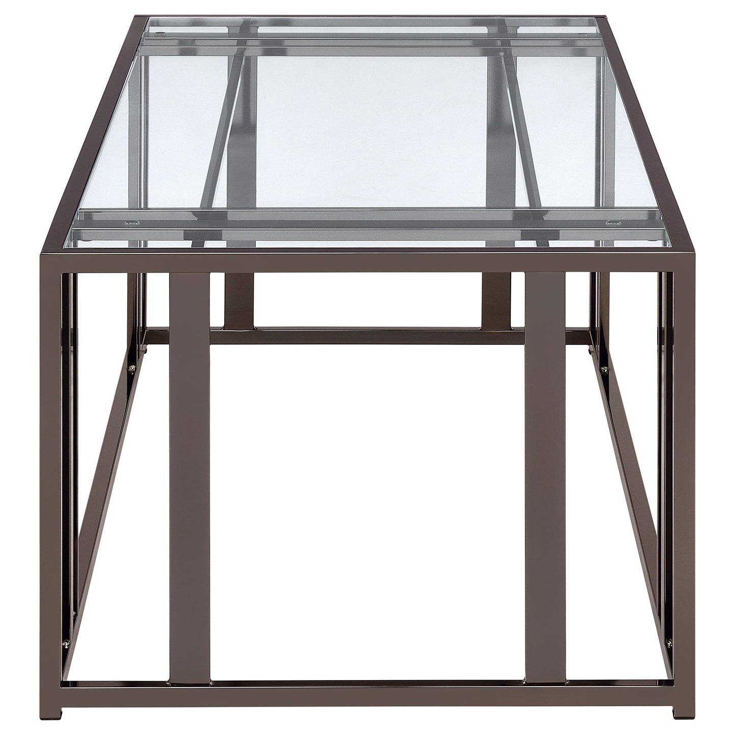 Adri Rectangular Glass Top Coffee Table Black Nickel