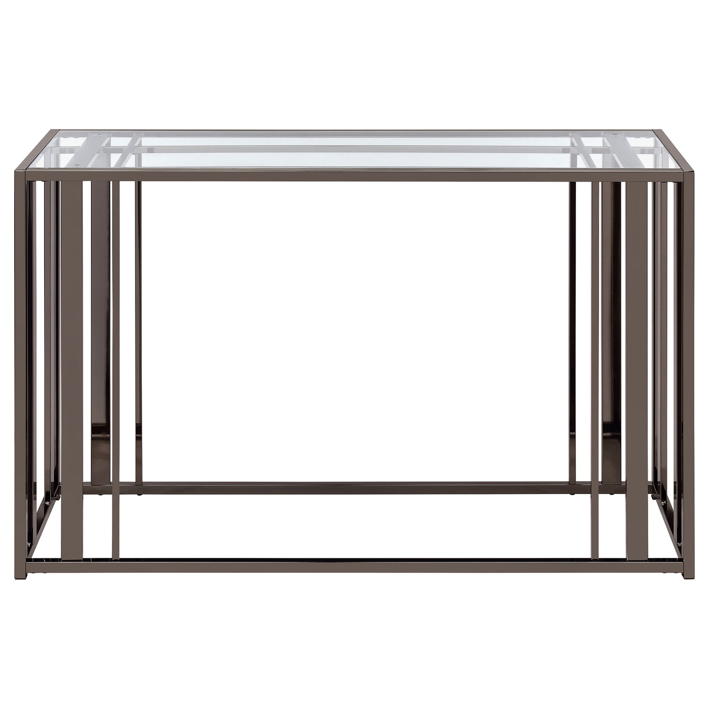 Adri Glass Top Entryway Sofa Console Table Black Nickel