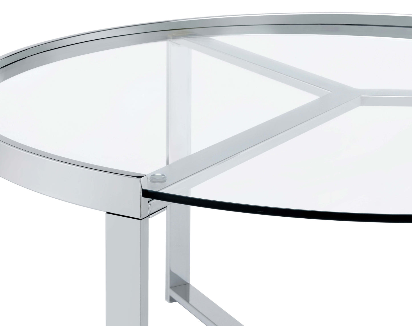 Delia 2-Piece Round Glass Top Nesting Coffee Table Chrome