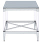 Lindley Square Tempered Mirror Acrylic Side End Table Chrome