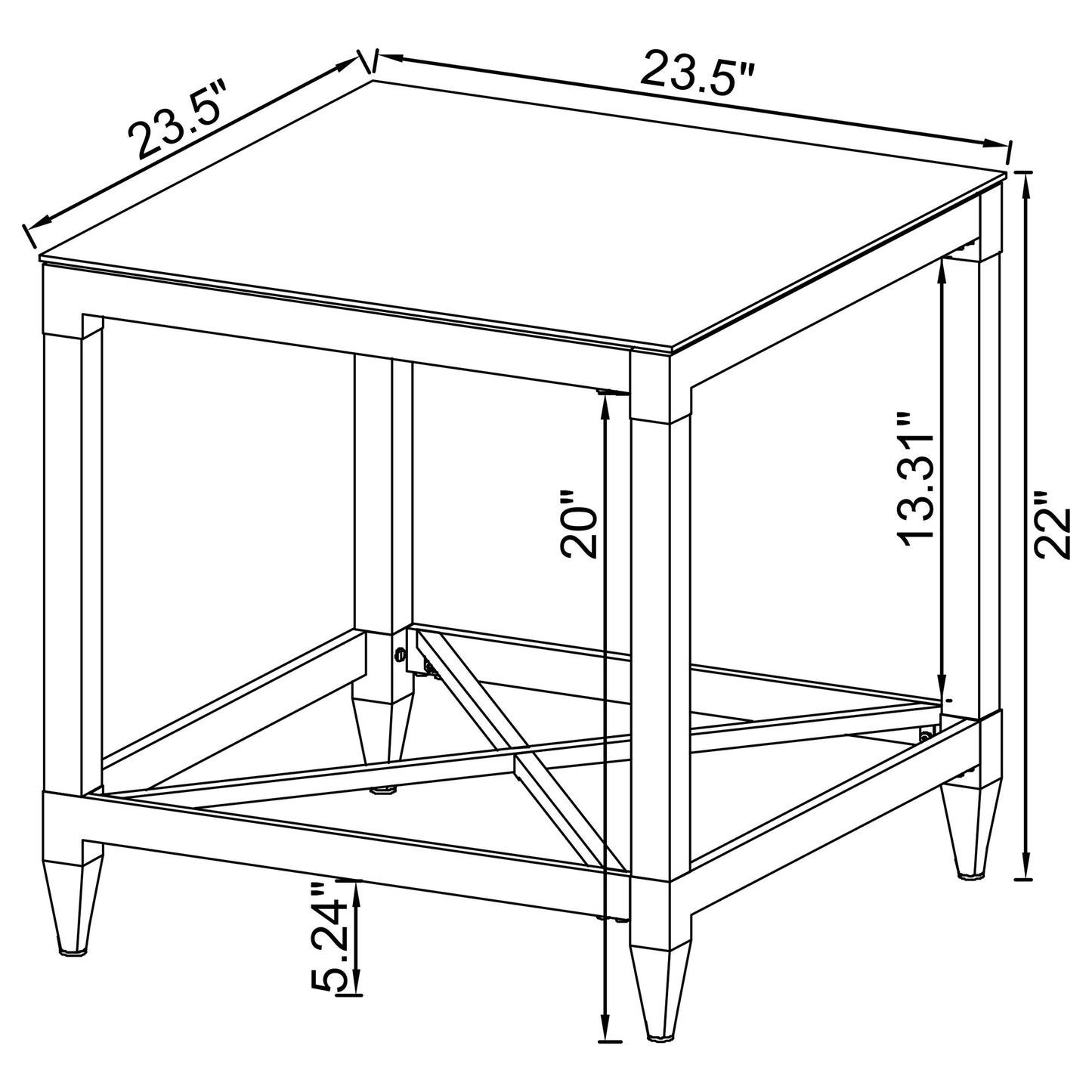 Lindley Square Tempered Mirror Acrylic Side End Table Chrome