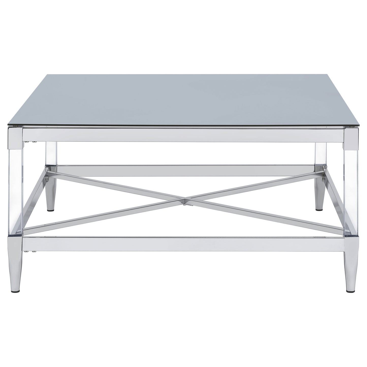 Lindley Square Tempered Mirror Acrylic Coffee Table Chrome