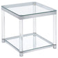 Anne Square Glass Top Acrylic Leg Side End Table Chrome