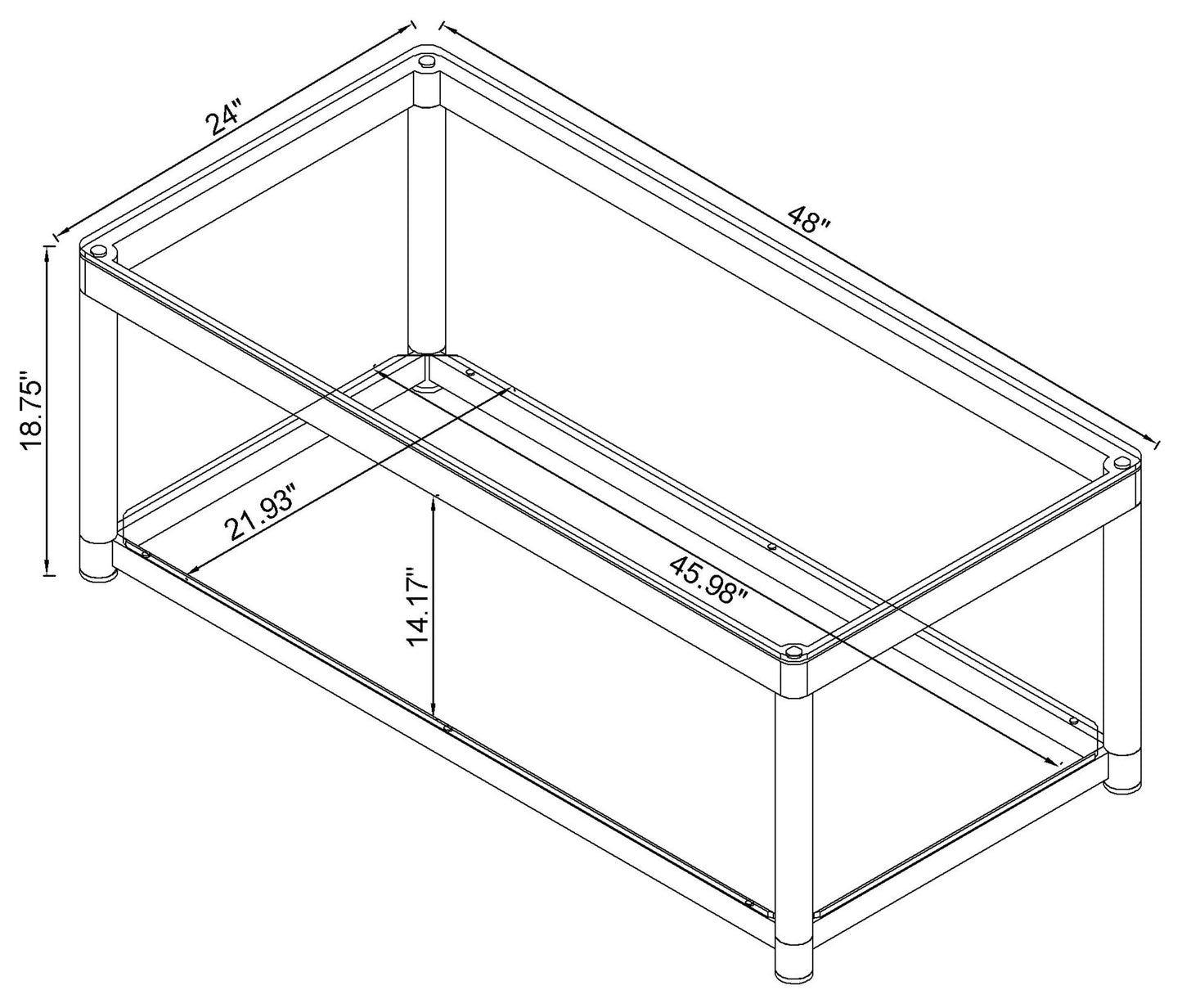 Anne Rectangular Glass Top Acrylic Leg Coffee Table Chrome