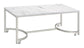 Leona Faux Marble Coffee Table with Casters Satin Nickel