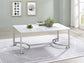 Leona Faux Marble Coffee Table with Casters Satin Nickel