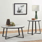 Hugo Round Faux Marble Coffee Table White and Matte Black