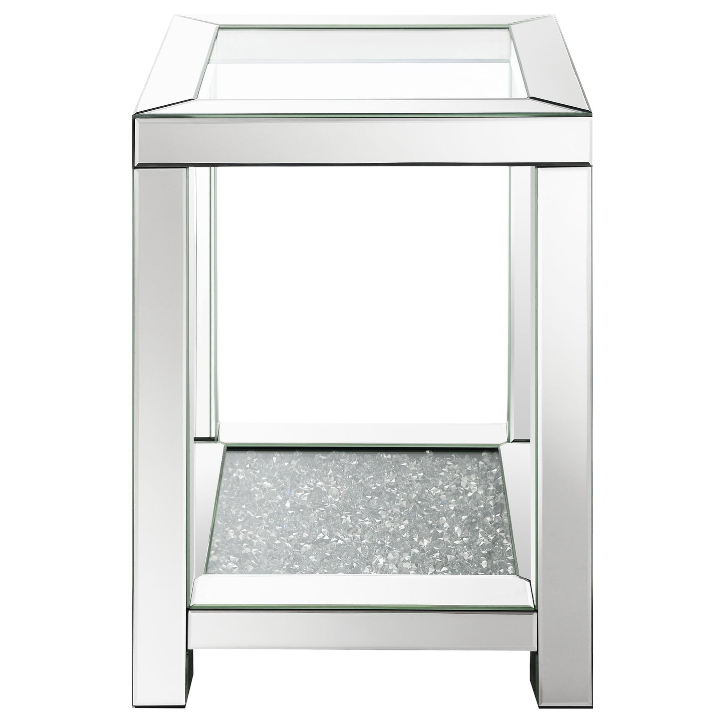 Valentina 1-shelf Square Glass Top Side End Table Silver