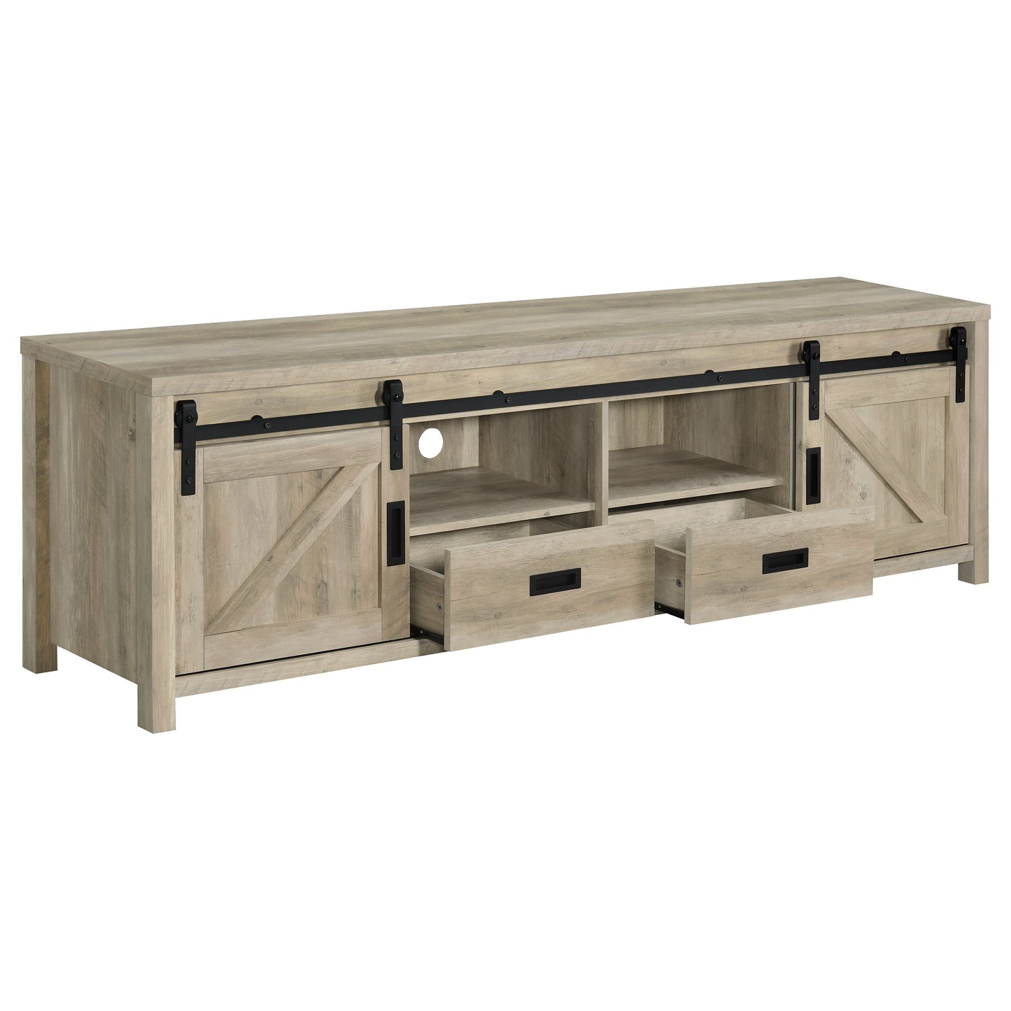 Madra 2-door Engineered Wood 79" TV Stand Distressed Pine