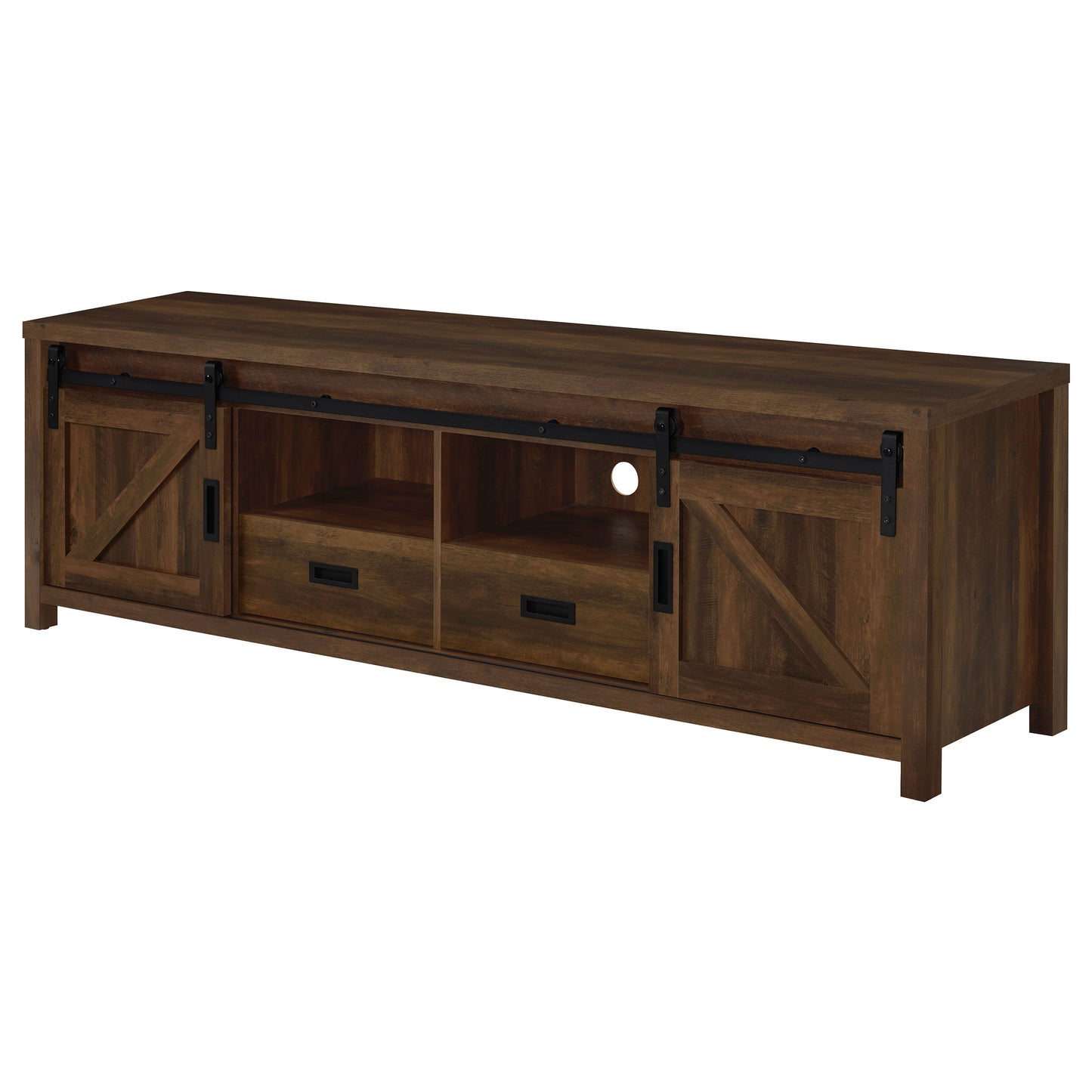 Madra 2-door Engineered Wood 79" TV Stand Dark Pine