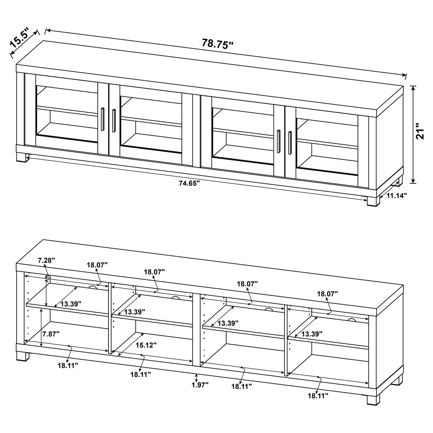 Sachin 4-door Engineered Wood 79" TV Stand Dark Pine