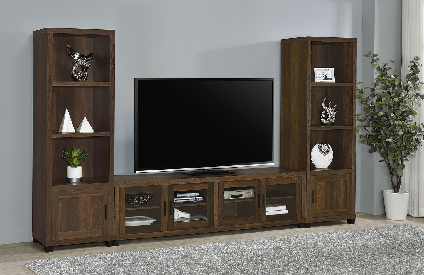 Sachin 3-piece 79" TV Entertainment Center Dark Pine