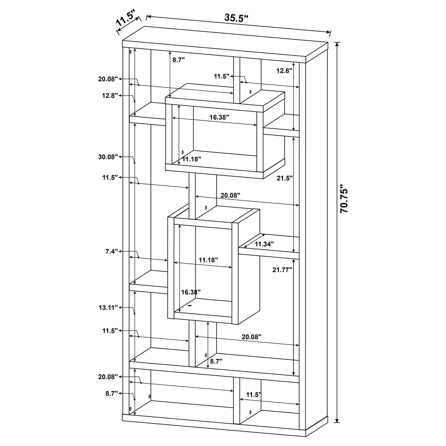 Corey 71-inch 8-shelf Bookshelf Cappuccino