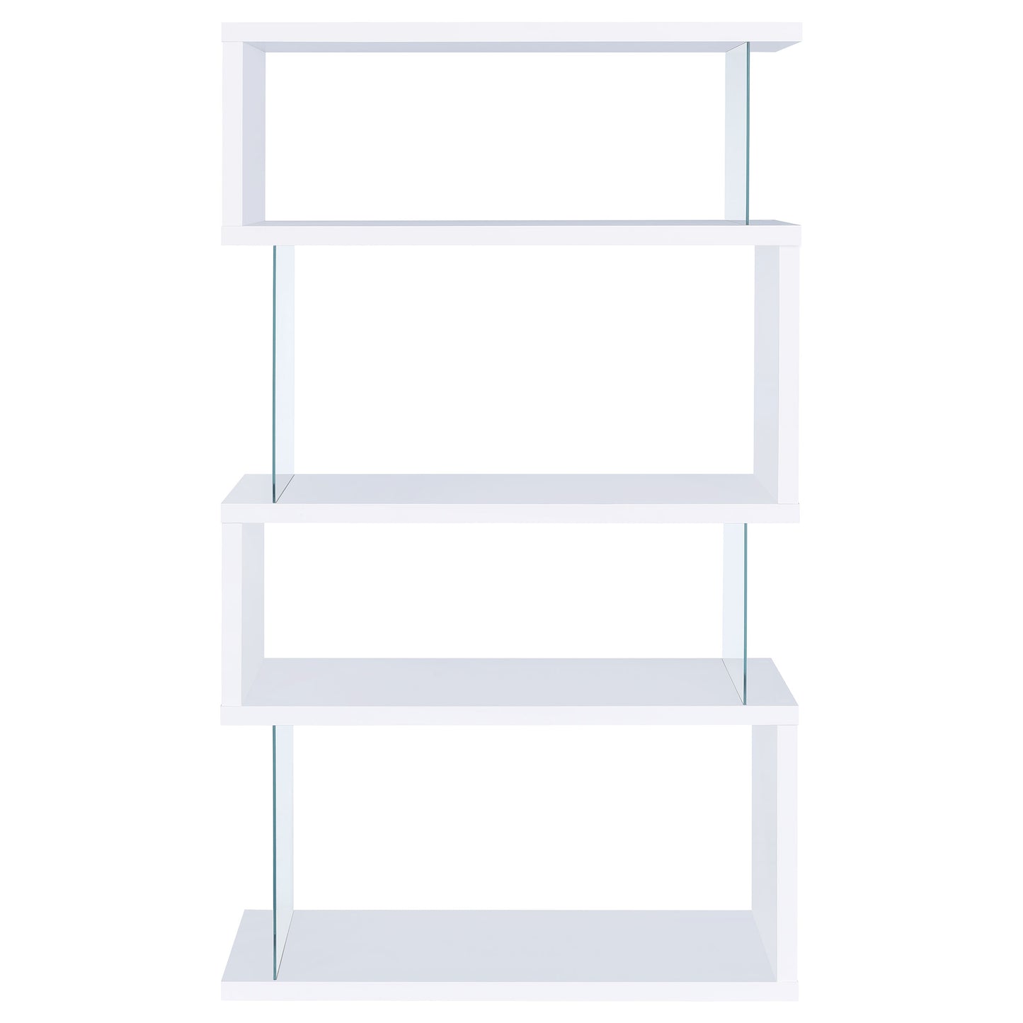 Emelle 63-inch 4-shelf Glass Panel Bookshelf White