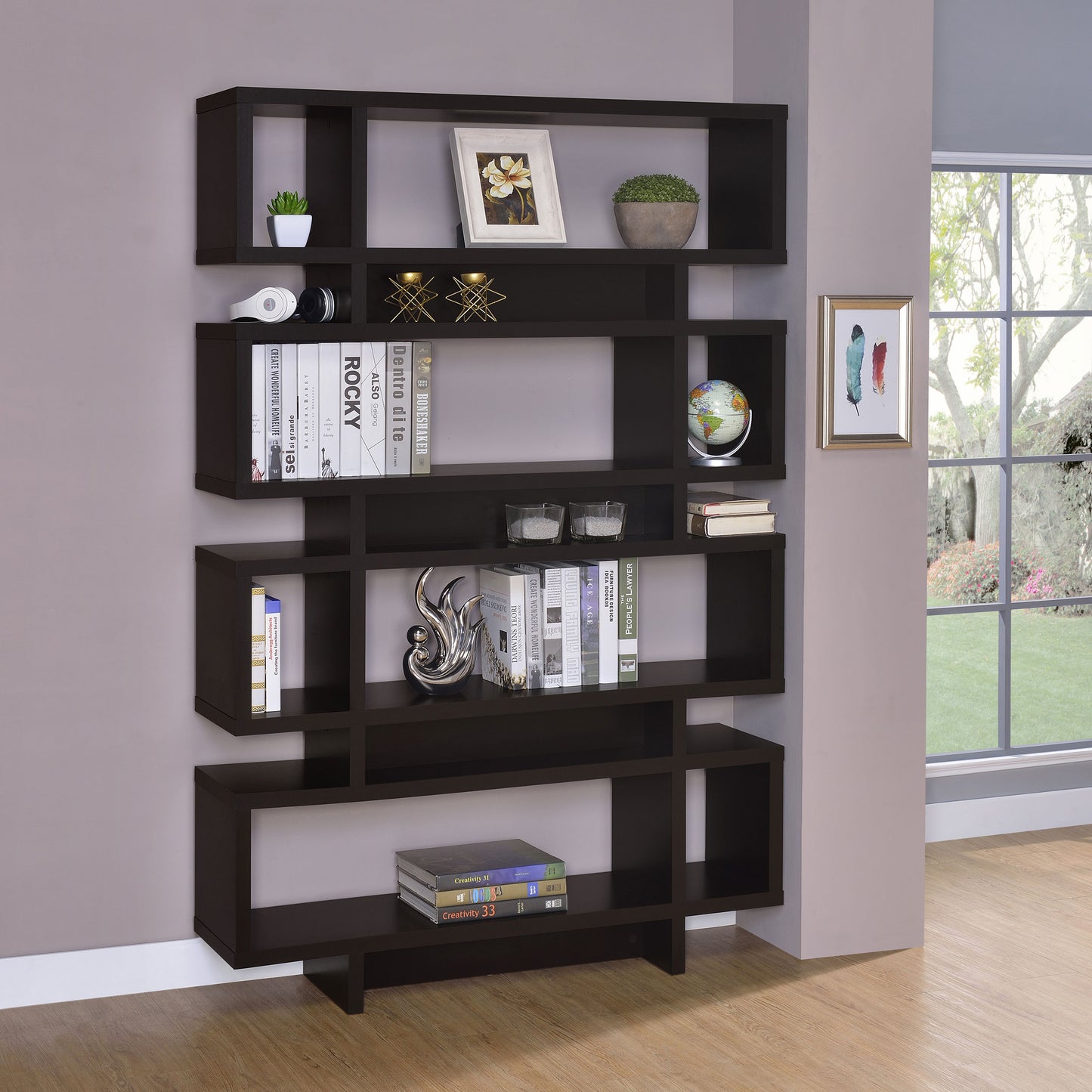 Reid 73-inch 4-shelf Bookshelf Cappuccino