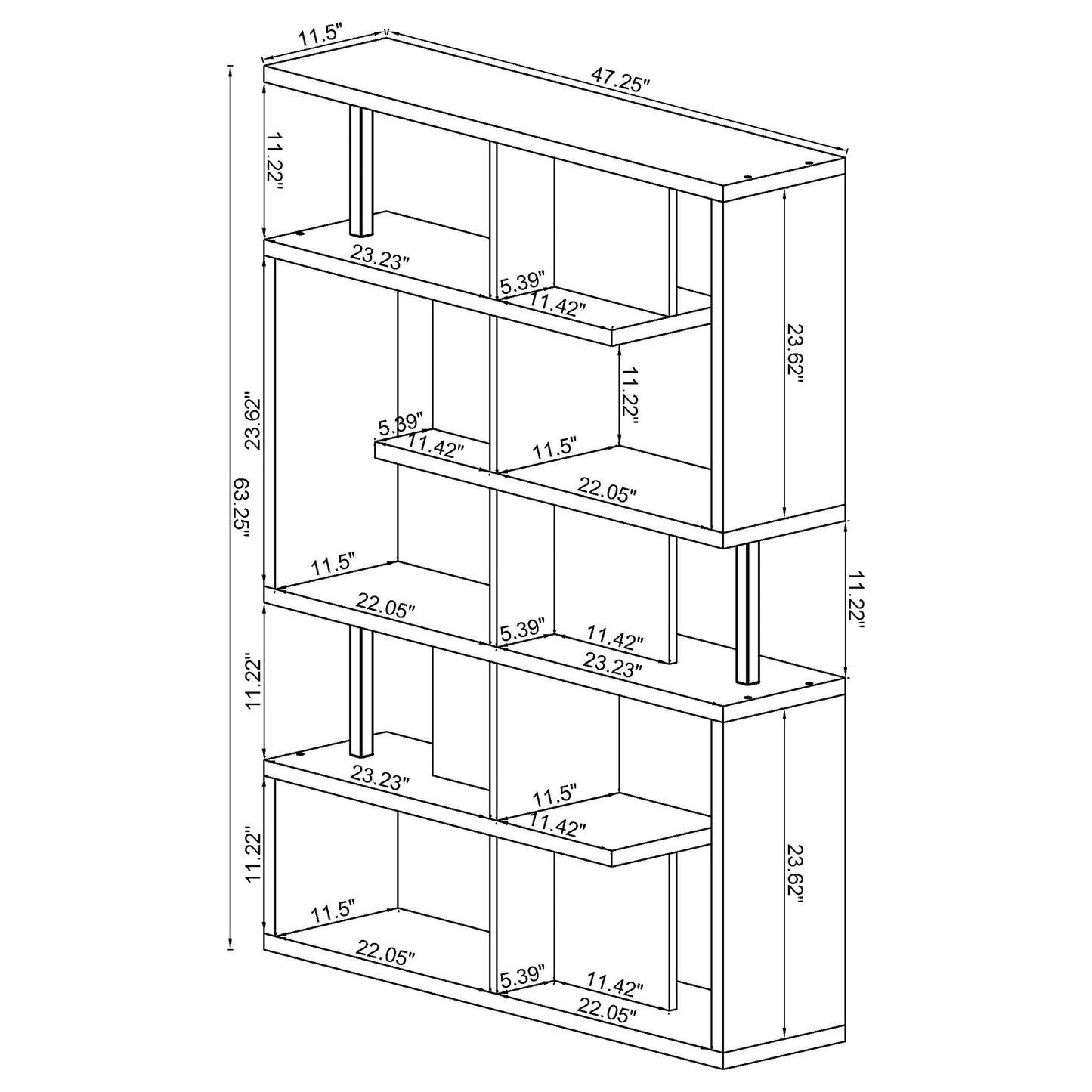 Hoover 63-inch 5-shelf Bookshelf White