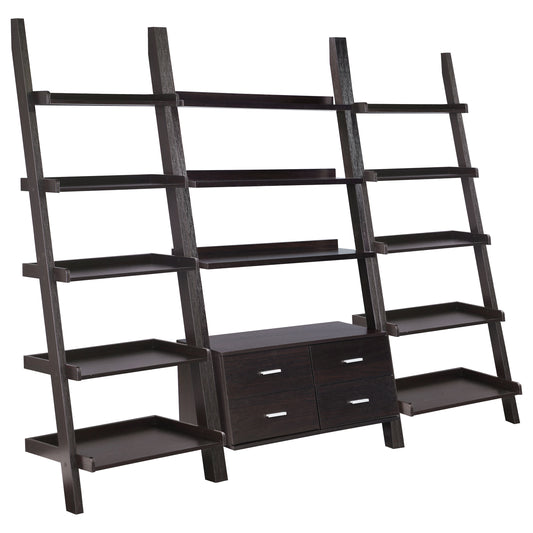 Colella 3-piece Storage Ladder Bookshelf Set Cappuccino