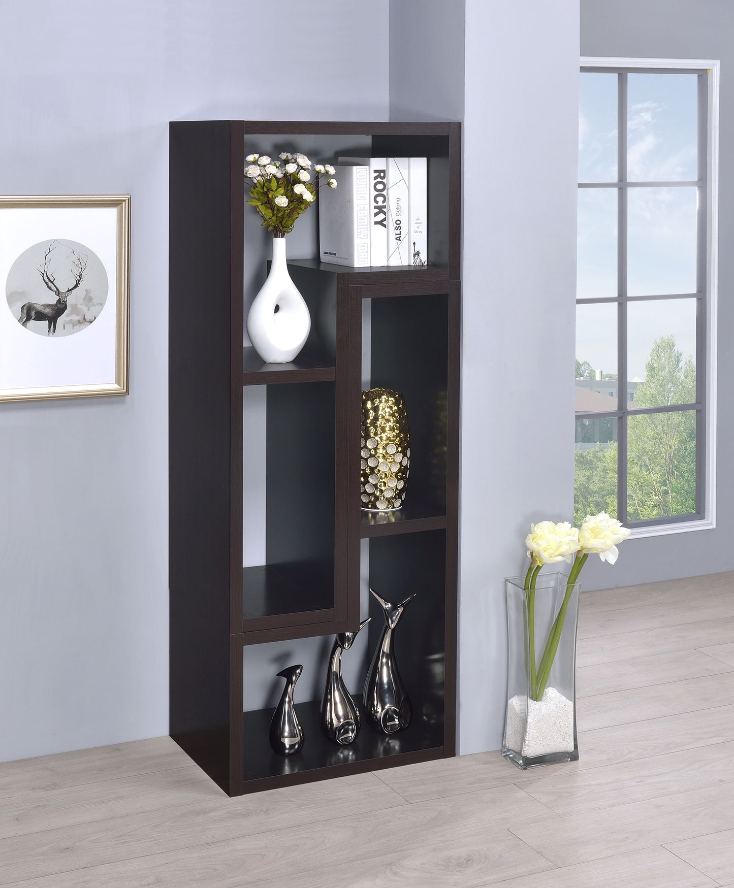 Velma Multipurpose TV Stand and Bookshelf Cappuccino