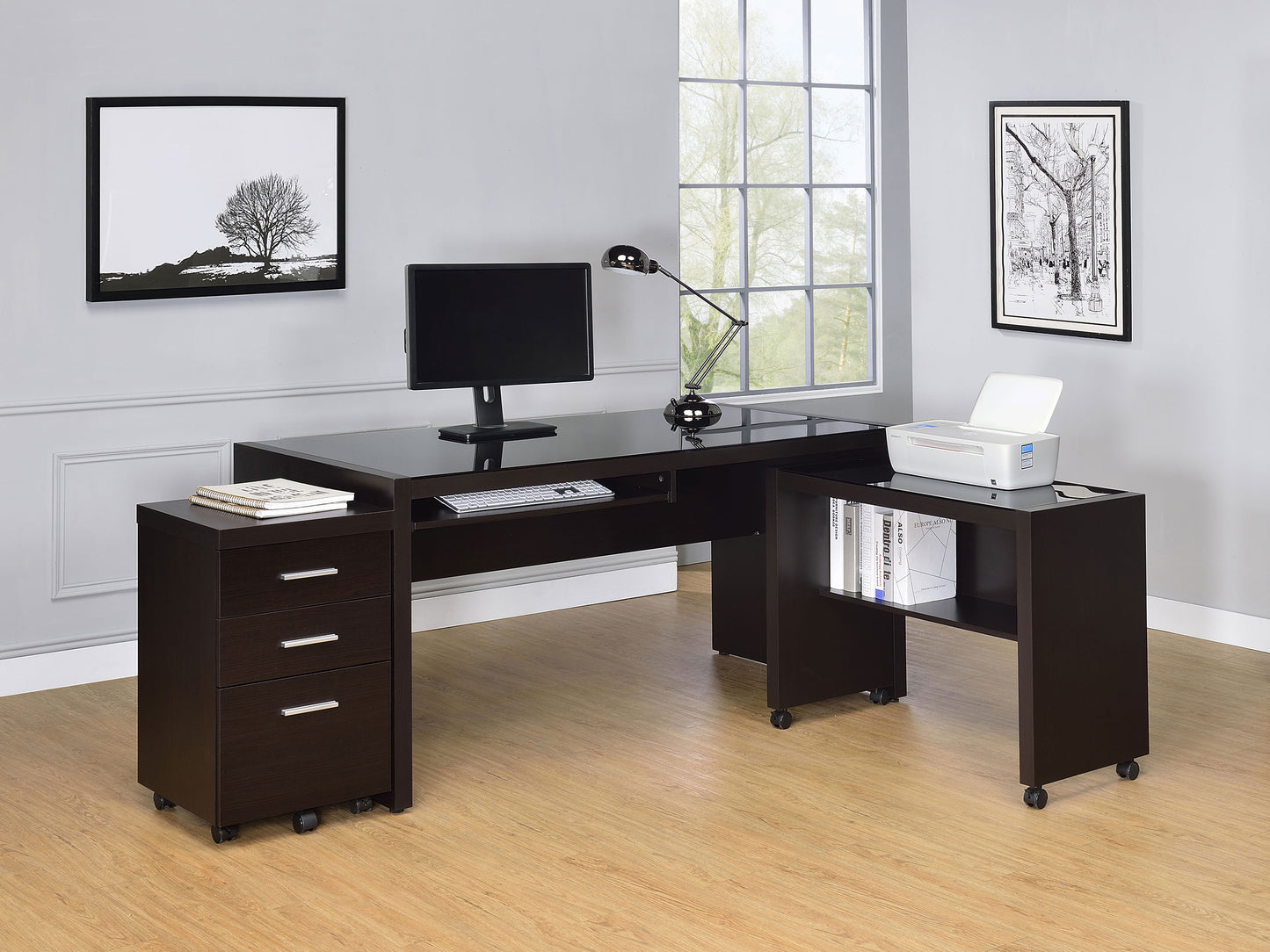 Skeena 60-inch Computer Desk with Keyboard Drawer Cappuccino