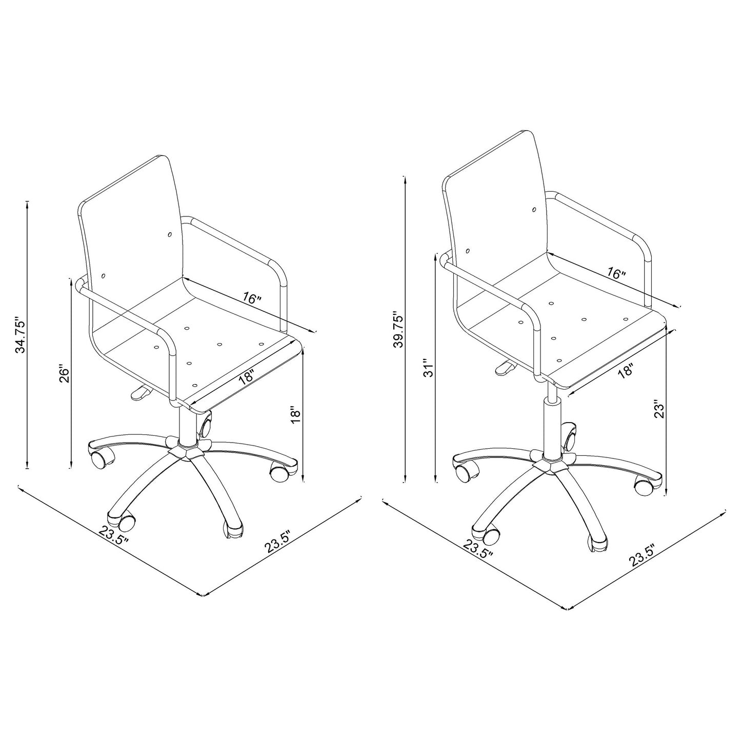 Amaturo Acrylic Adjustable Home Office Desk Chair Clear