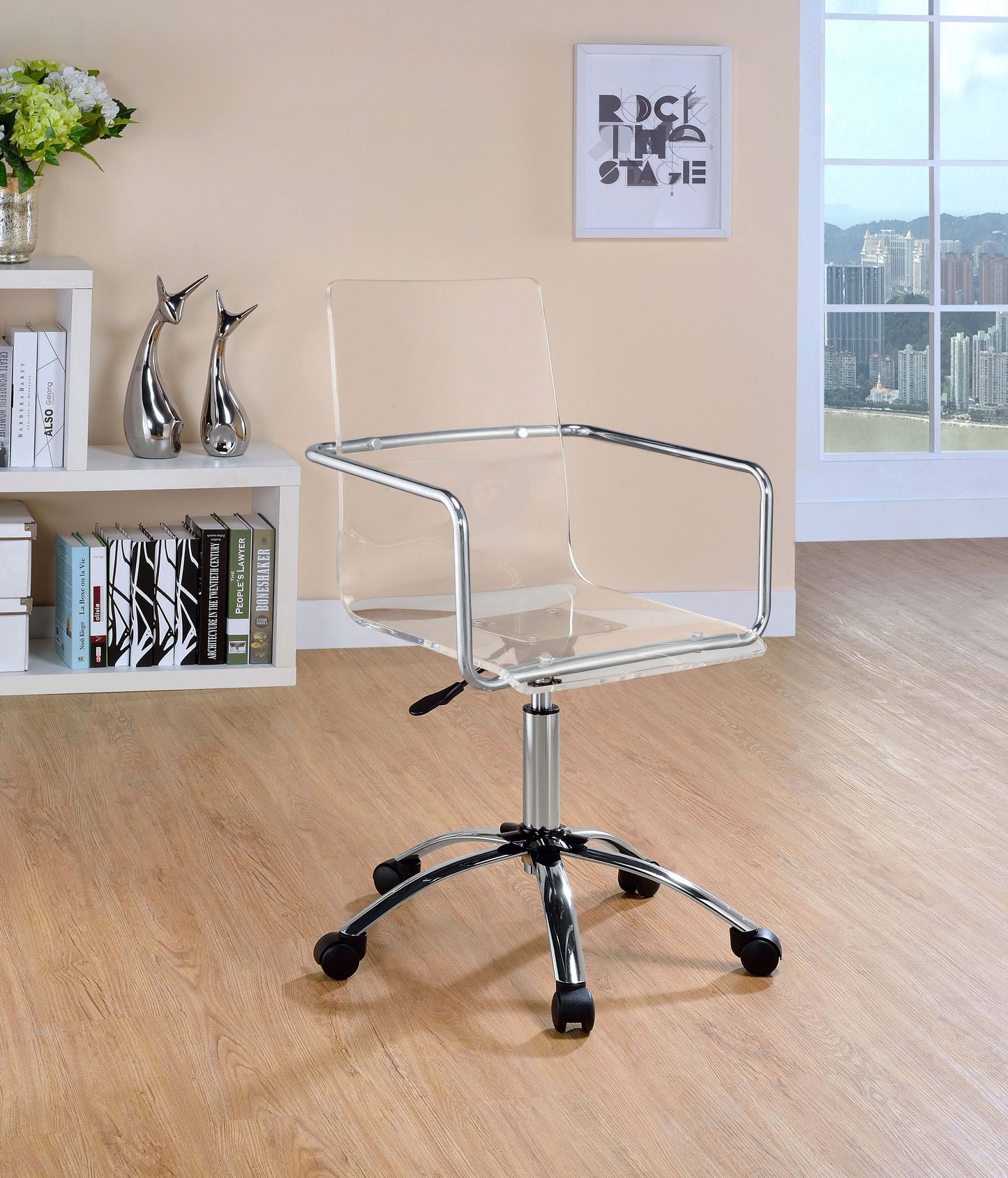 Amaturo Acrylic Adjustable Home Office Desk Chair Clear