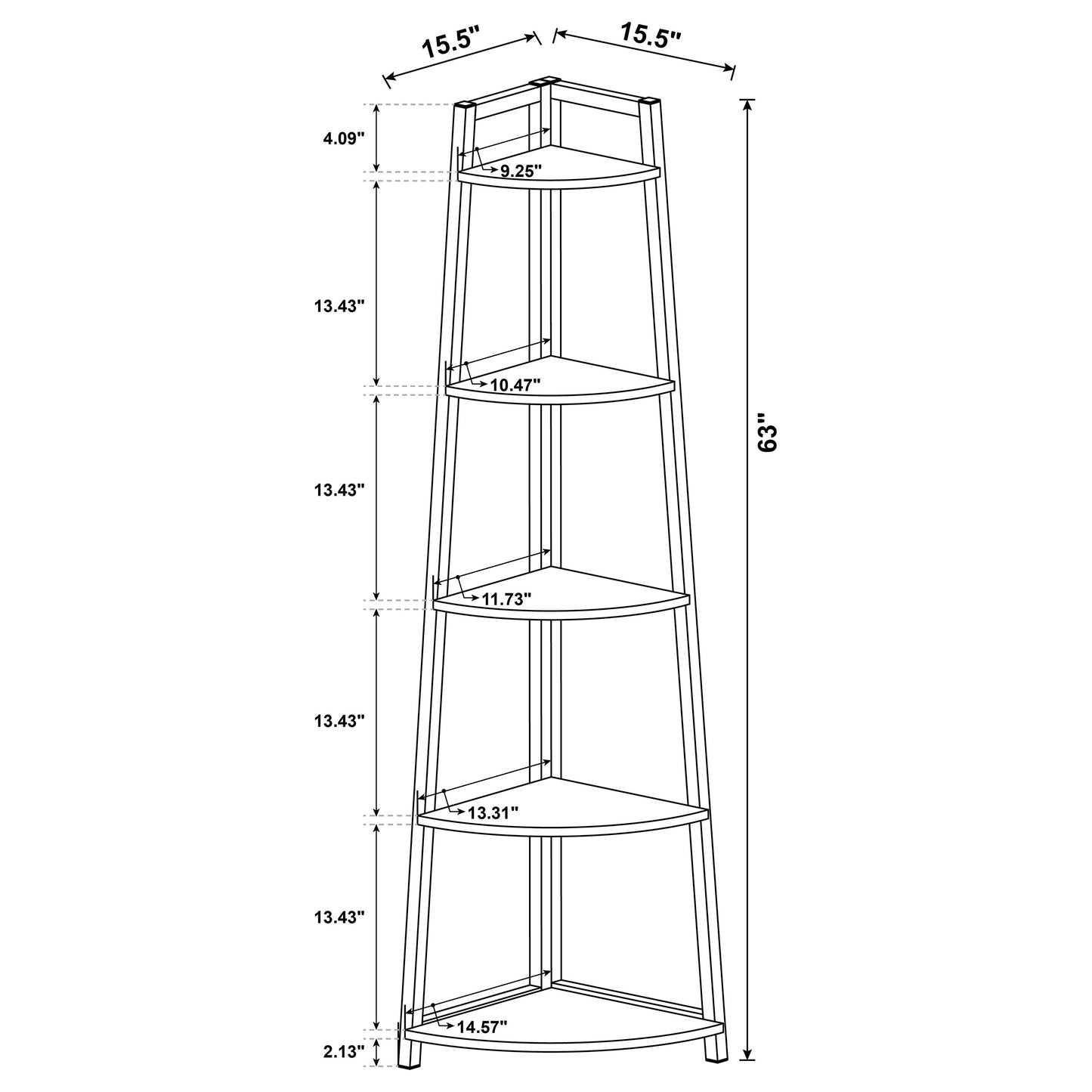 Jacksonville 63-inch 5-shelf Bookshelf Black and Aged Walnut