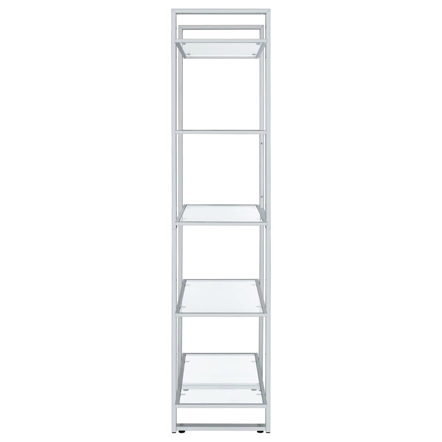 Hartford 79-inch 5-shelf Glass Bookshelf Chrome