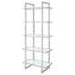 Hartford 79-inch 5-shelf Glass Bookshelf Chrome