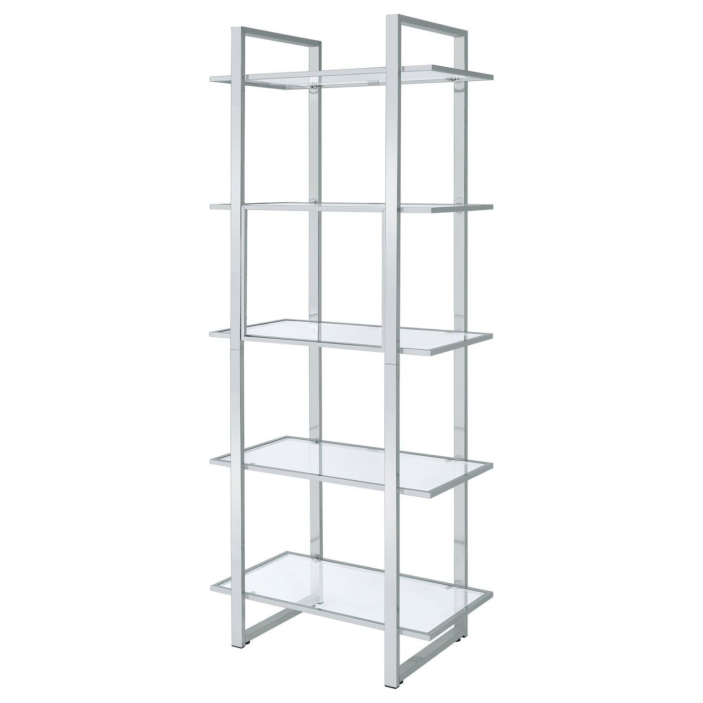 Hartford 79-inch 5-shelf Glass Bookshelf Chrome