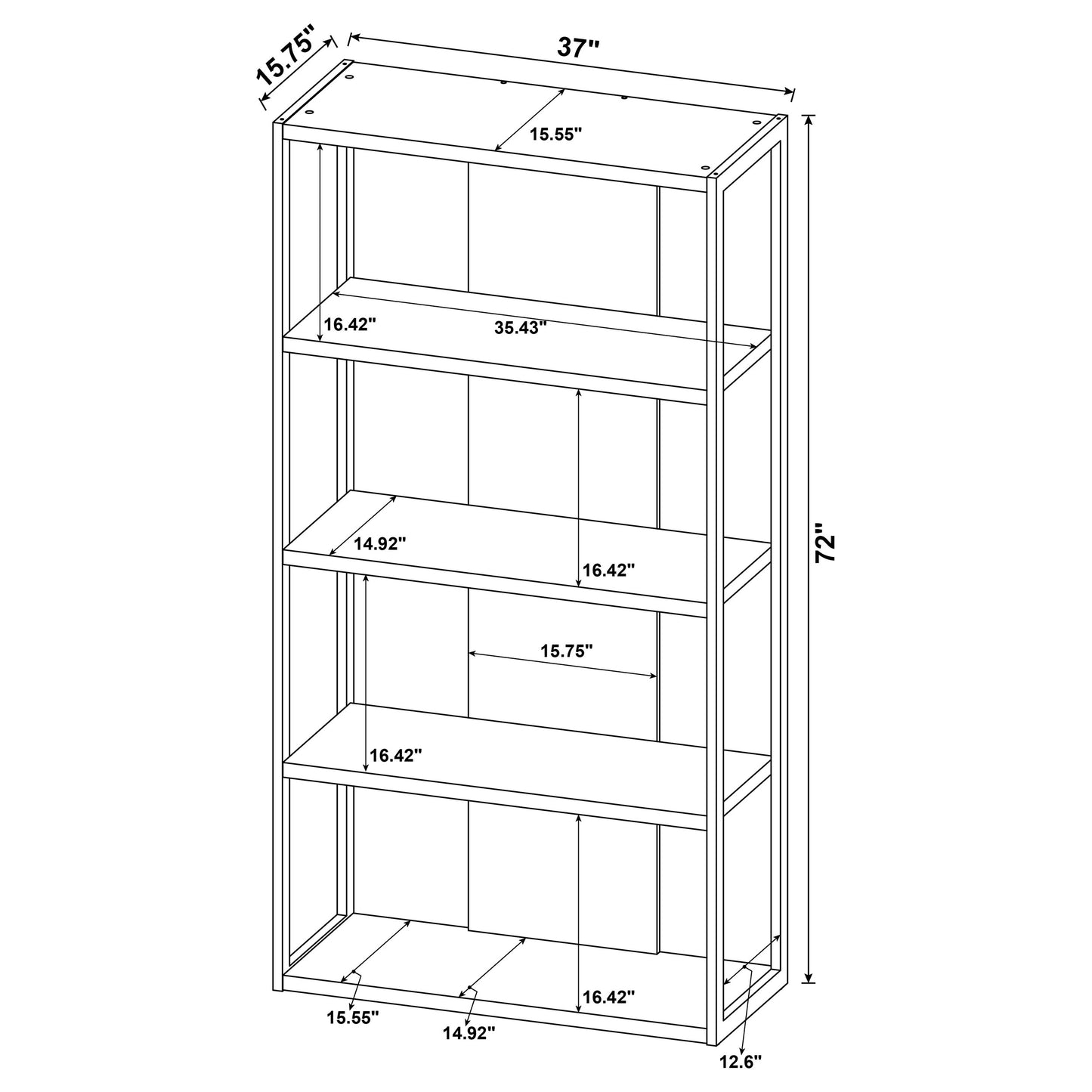 Loomis 72-inch 4-shelf Bookshelf Whitewashed Grey