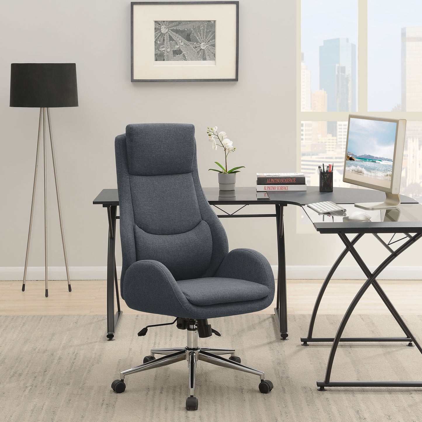 Cruz Upholstered Adjustable Home Office Desk Chair Grey