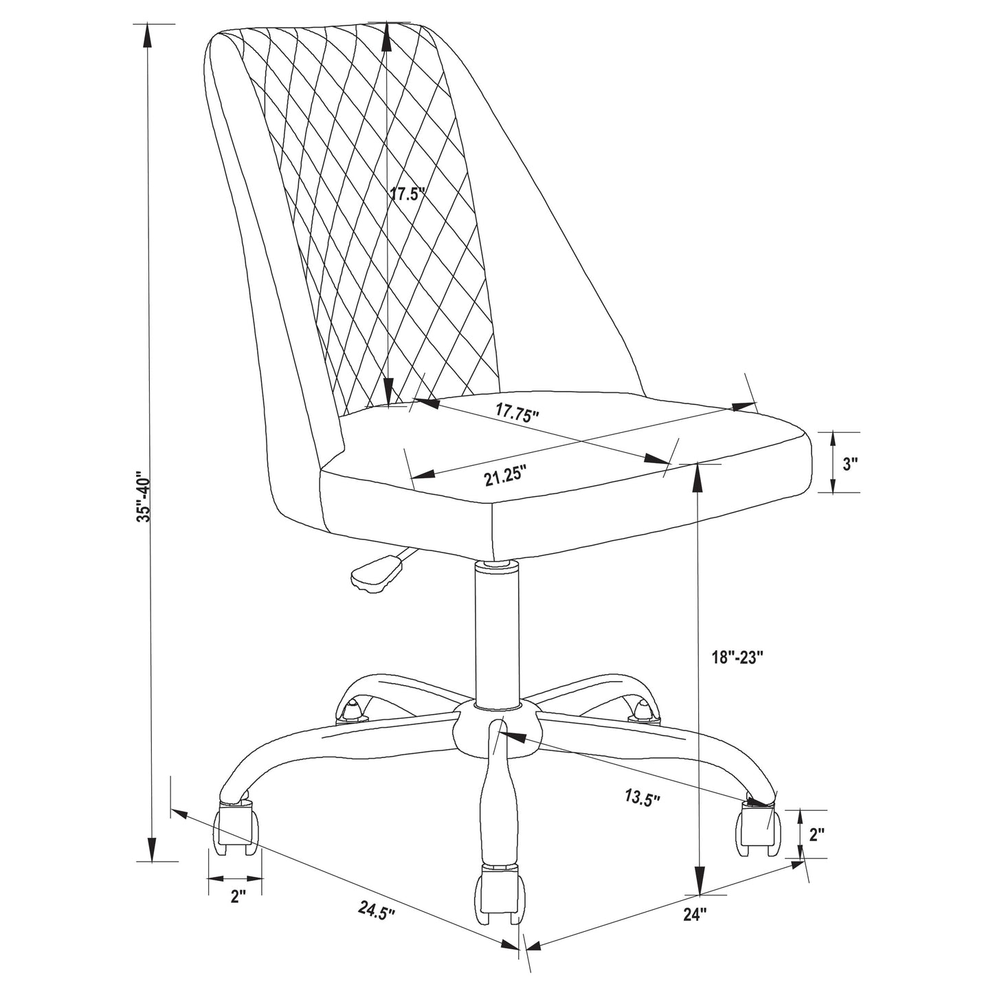 Althea Upholstered Adjustable Home Office Desk Chair Grey