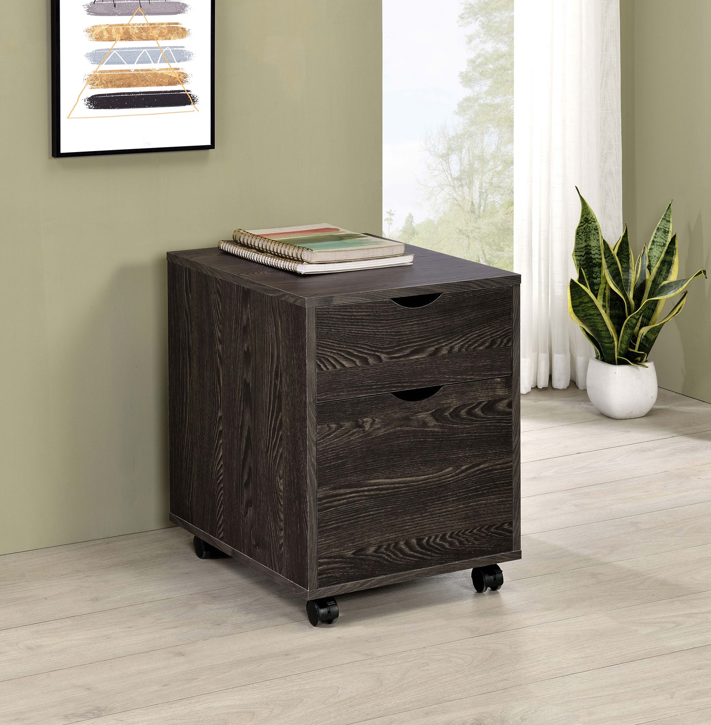 Noorvik 2-drawer Home Office Mobile File Cabinet Dark Oak