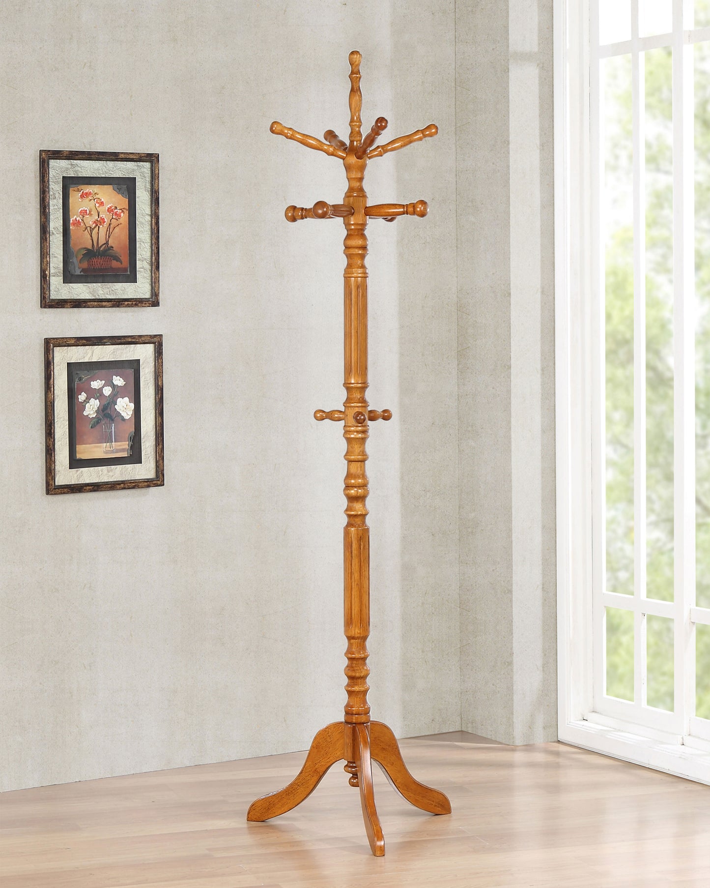 Achelle 11 Hook Freestanding Coat Rack Hanger Golden Brown