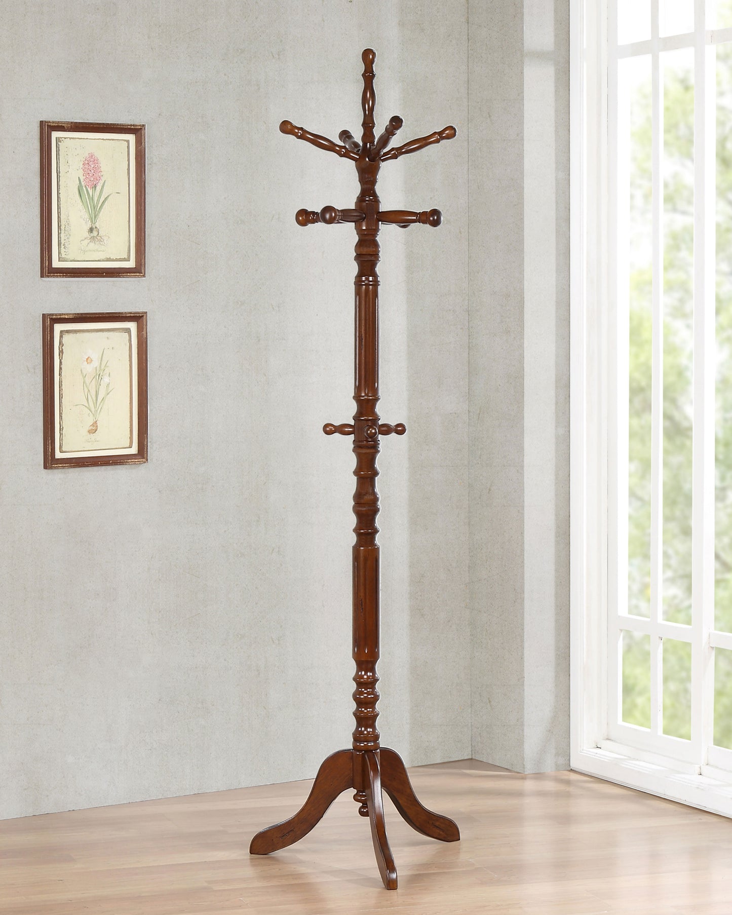 Achelle 11 Hook Freestanding Coat Rack Hat Hanger Tobacco