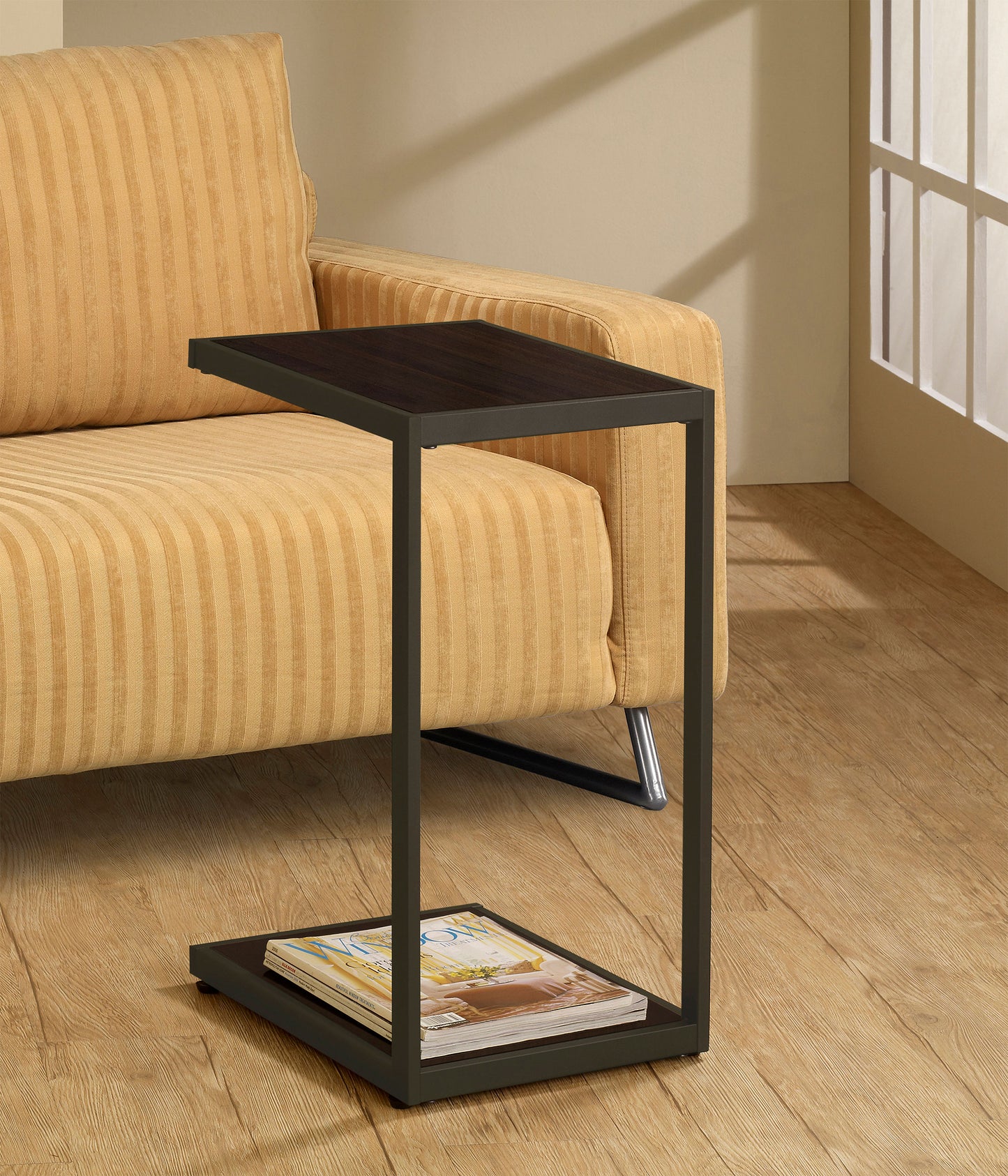 Jose C-Shaped Sofa Side Table Cappuccino High Gloss