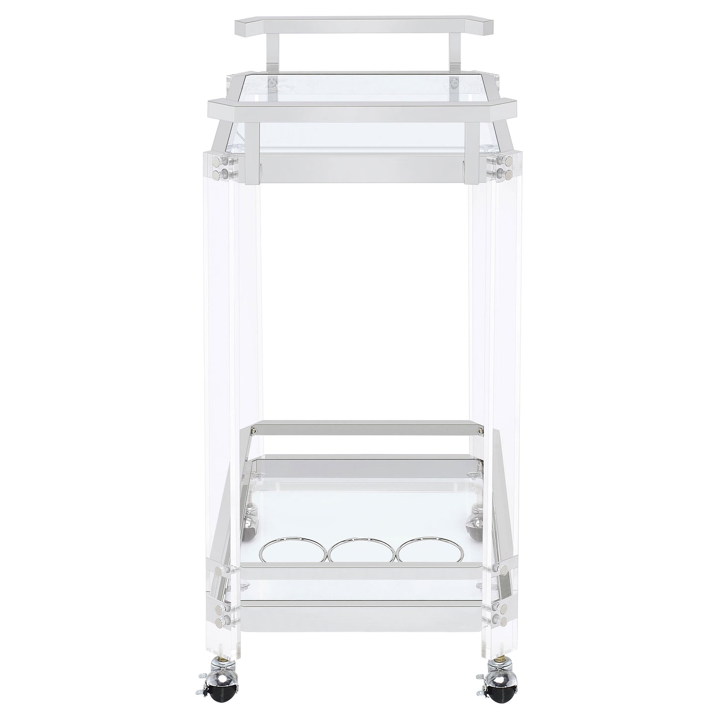 Jefferson 2-tier Glass Shelf Acrylic Bar Cart Chrome