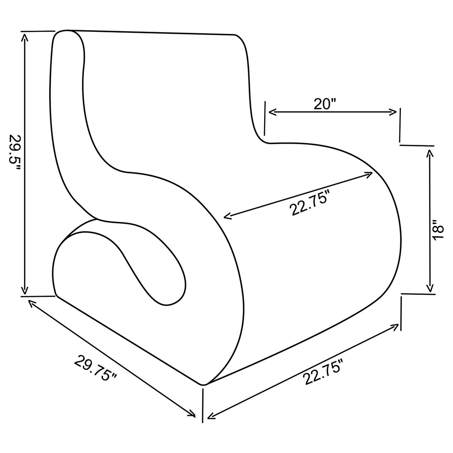 Ronea Boucle Upholstered Armless Curved Chair Charcoal