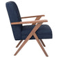 Cheryl Upholstered Wood Arm Accent Chair Dark Blue